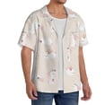 thumbnail image 2 of KLL Beautiful Rabbit Print Men's Shirt Short Sleeve Button Down Summer Cuba Beach Shirts- Small, 2 of 5