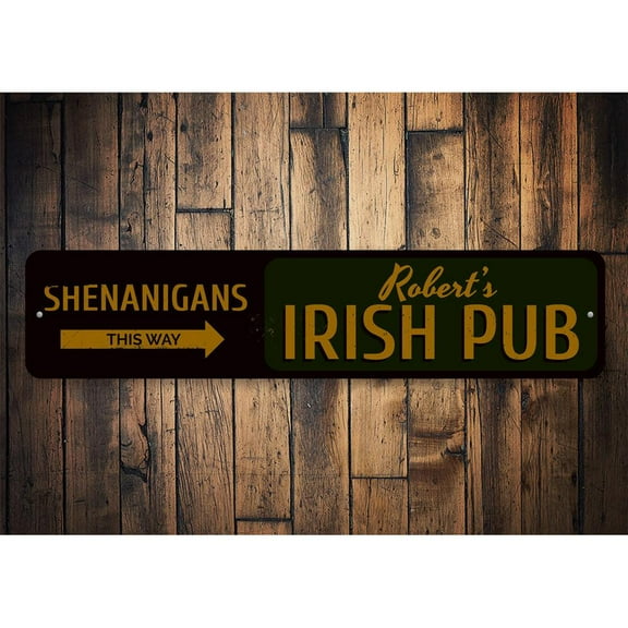 Shenanigans This Way Novelty Decor, Metal Wall Sign - 4x18 Inches