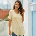 thumbnail image 6 of Baywell Womens Tops V Neck Tee Casual Short Sleeve T Shirts, Beige, L, 6 of 8