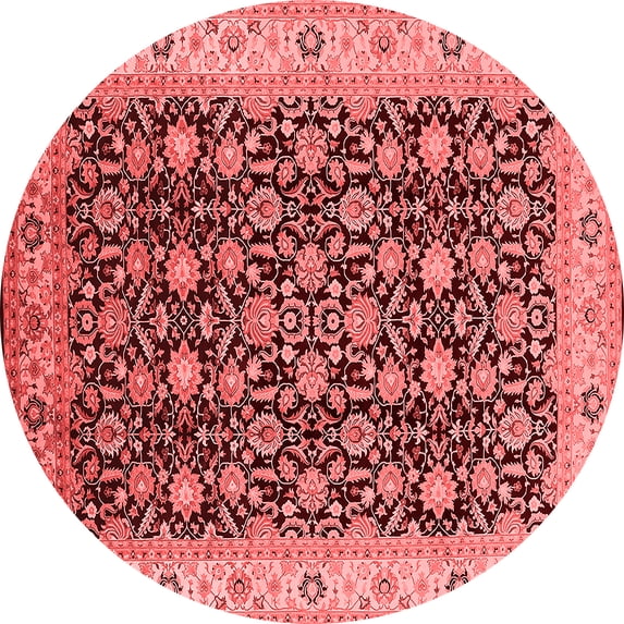 Ahgly Company Indoor Round Oriental Red Industrial Area Rugs, 8' Round