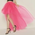 thumbnail image 5 of Women High Low Tulle Skirts Layered Mesh Tulle Skirt High Waist Princess Wedding Evening Prom Dovetail Skirts, 5 of 6