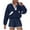 Navy, variant on Fmbrln Womens 2 Piece Sweatsuit Sets 1/4 Button Long Sleeve Pullover Sweatshirts and Elastic Waist Athletic Shorts Sets Lounge Wotkout Outfits Black 2XL