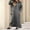 Dark Gray, variant on Fiudx Women's Dresses Summer Boho Solid Print V-Neck Long Dress Leisure Slim Fit Short Sleeve Sundress Todays Clearance Deal