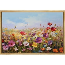 PixonSign Framed Canvas Print Wall Art Fine Art Still Life Wildflower Field Nature Wilderness Illustrations Modern Art Botanical Floral Farmhouse/Country Relax/Calm/Cozy for Bedroom - 16"x24" Natural