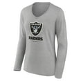 thumbnail image 2 of Women's Heather Gray Las Vegas Raiders Logo Team Lockup Long Sleeve V-Neck T-Shirt, 2 of 3