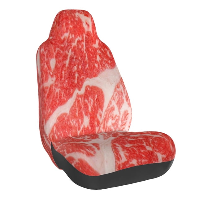 Balery Beef Steaks Funda de Asiento para Auto con Diseño - Cubierta Frontal Suave y Transpirable con Protector Antideslizante- 1 Unidad