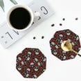 thumbnail image 4 of Naloa Red Rose Skull Leather Coasters for Drinks, Durable Drink Coasters 4 Set for Tabletop Protection, Luxurious Home Décor and Housewarming Gift ( {designName})Octagon, 4 of 6