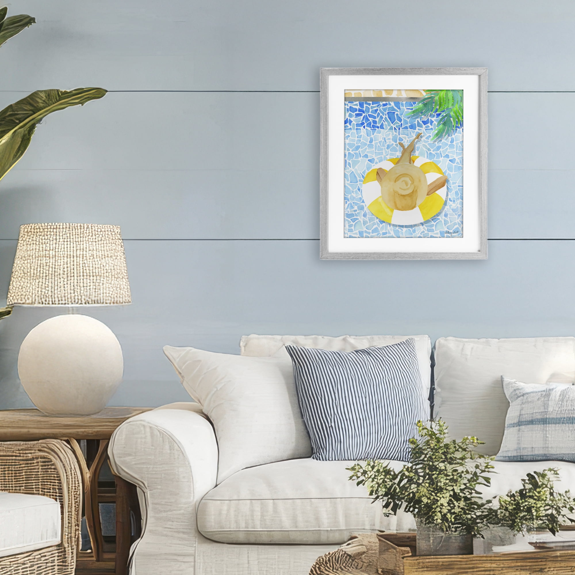 Stupell Industries Summer Poolside Drift Gray Framed Print Under Glass, design by Hillary Holt