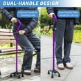 thumbnail image 5 of KingPavonini Walking Cane for Elderly Adults Purple - 4-Pronged quad base Mobility Assistant Bar Support Up to 300lbs, 5 of 7
