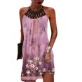 thumbnail image 1 of SMihono Robe d'Été Grande Taille pour Femmes 2023 Mode Col Rond Sans Manches Ajourée 0ut Robe à Bretelles Imprimée, 1 of 4