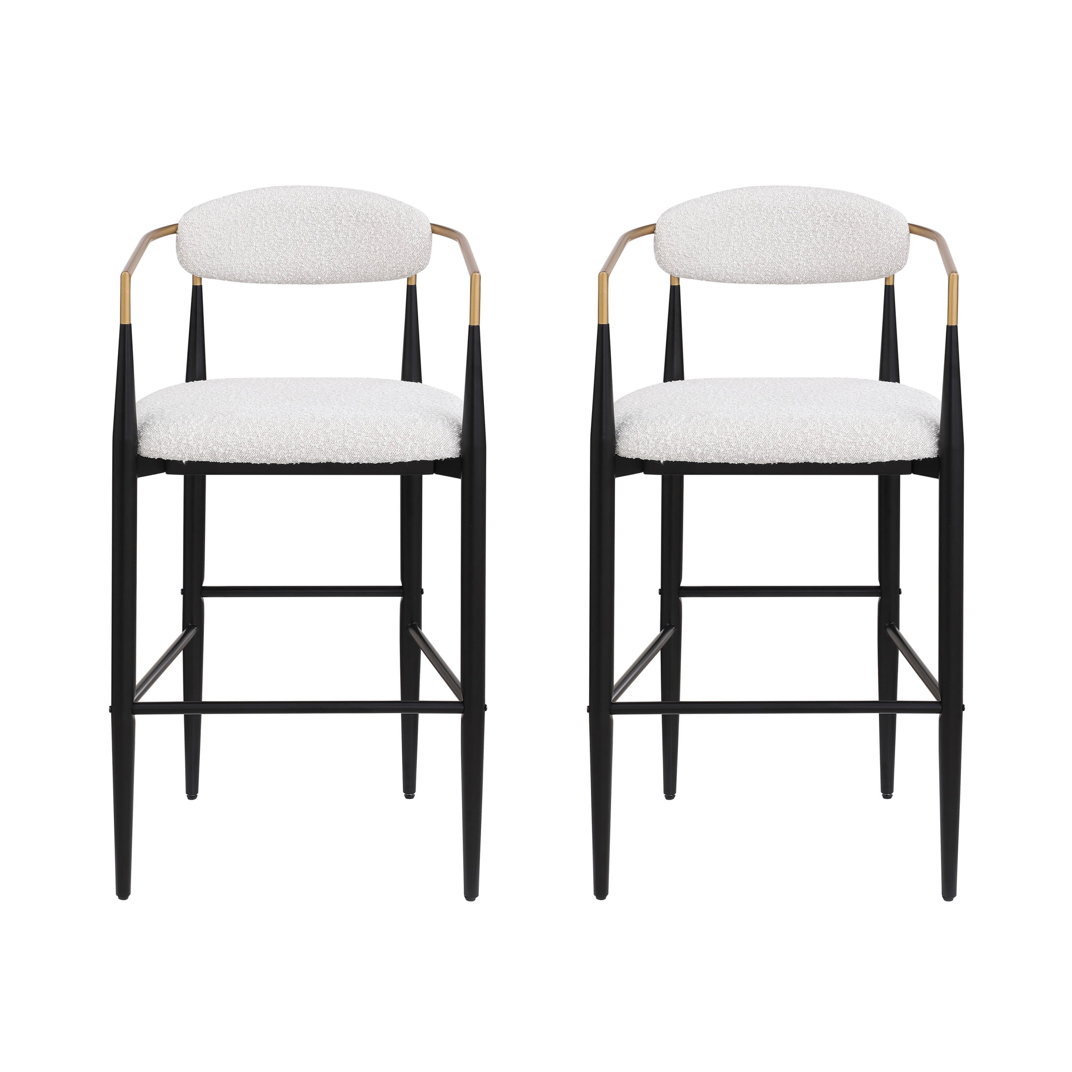 Noble House Boise Barnes Modern Glam Beige, Black, & Gold Colored Cushioned Bar Stool