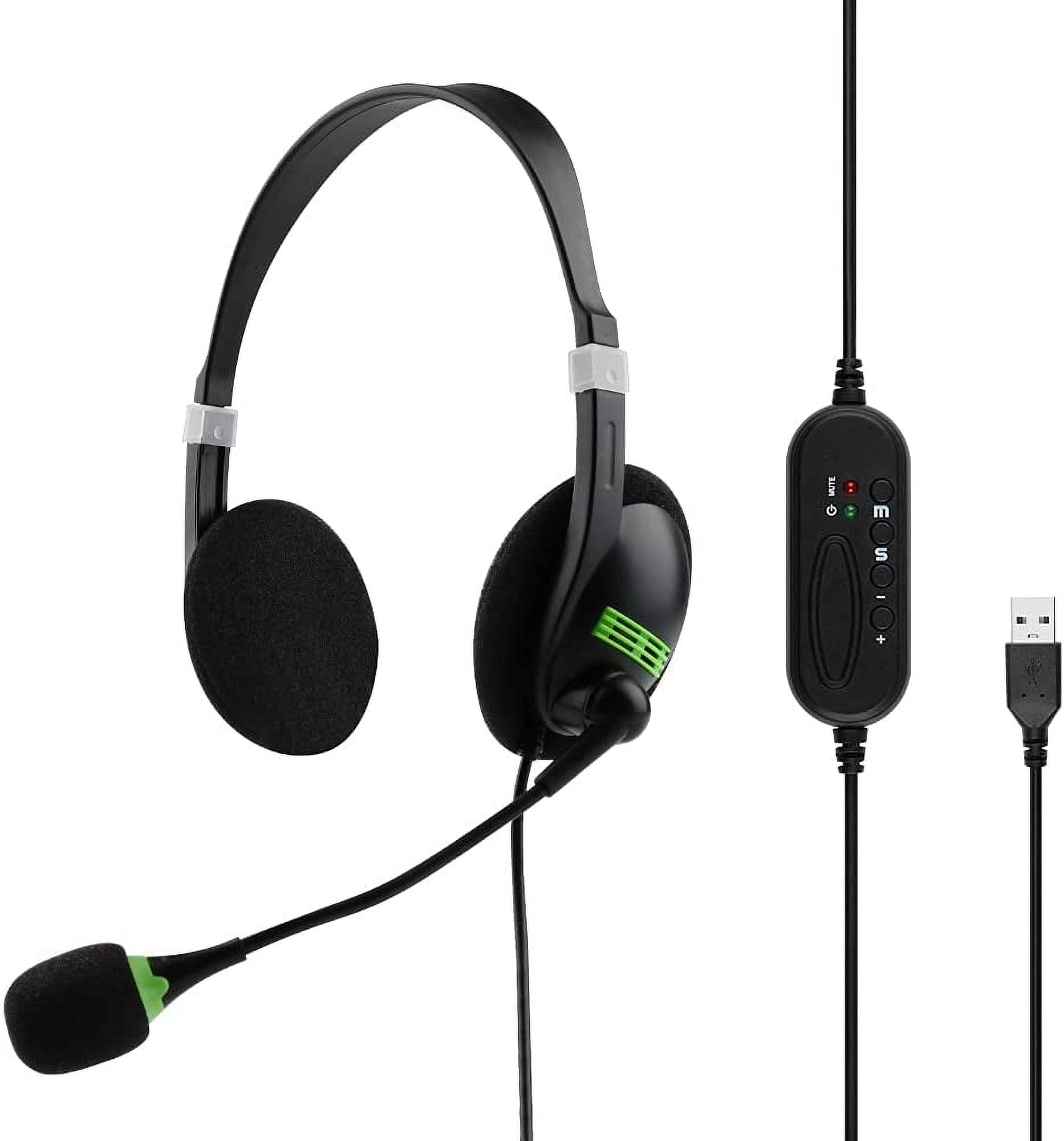 USB headset, PC headset with microphone, noise canceling & volume ...