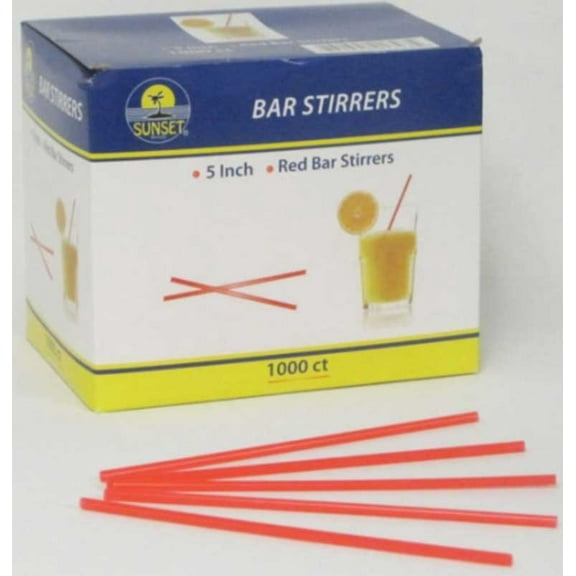 Bunzl Sunset 3 MM Red Bar Stirrer, 5 inch -- 10000 per case.