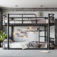 thumbnail image 3 of Leumius Twin XL over Twin XL Bunk Bed Frame with Ladders & Guardrails, Upgraded Round-Pipe Metal Frame, Stylish & Versatile for Any Room,Black, 3 of 9
