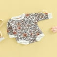thumbnail image 3 of Nouveau-né Manches Longues Romper Fleur Imprimé Cou Patchwork Playsuit Casual Simple Style Short Combinaison, 3 of 7