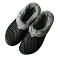 thumbnail image 4 of GOOHOCHY 1 par de pantuflas cálidas y esponjosas de invierno para hombre (negras), 4 of 8