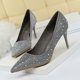 thumbnail image 3 of Zapatos de tacón alto finos de novia a la moda, de lujo, puntiagudos, sexys, para noche, banquete, con diamantes de imitación, con un solo stiletto, para mujer, para oficina, 3 of 5