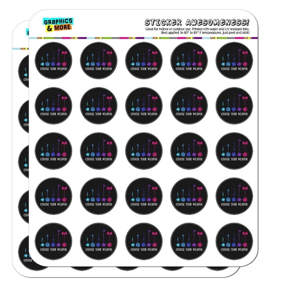 Choose Your Weapon Dungeon RPG Dice 1" Planner Calendar Scrapbooking Crafting Opaque Stickers