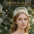 thumbnail image 4 of Miallo Handmade White Crystal Beaded Headband for Wedding, Boho Bridal Hair Accessories, Sparkly Rhinestone Tiara for Bridesmaids, 4 of 6