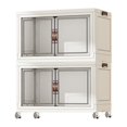 thumbnail image 4 of Abbracc Foldable Storage Cabinet Fashion Portable for Farmhouse Drawing Room Kitchen White 2 Layers 75 cm, 4 of 9