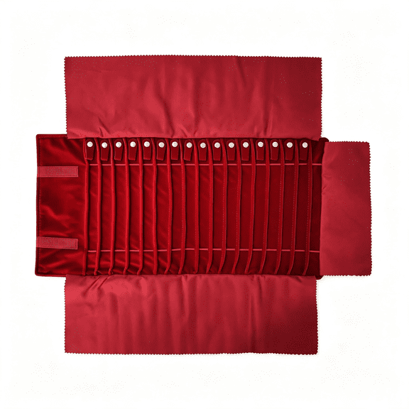 HIBIBUD Travel Necklace Organizer Free Jewelry Case,16 Slots,Foldable,Lightweight Compact,Velvet Lining Jewelry Storage Bag for Chain Bracelet,Gift for Women Girls,Burgundy
