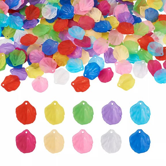 U8MO 500pc Petaline Transparent Frosted Acrylic Pendants Leaf Hang Charms 19.5x16.5mm