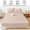 thumbnail image 5 of King Size Fitted Sheet Set - Peach Pink Stripes 3 Piece Bedding Sets 16" Deep Pocket Fitted Sheet with 2 Pillowcases, Modern Vertical Lines Geometric Simple Brushed Microfiber Hotel Luxury Bed Sheets, 5 of 9