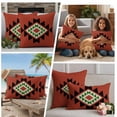 thumbnail image 5 of Red Black Green Boho Outdoor Waterproof Pillow Covers, Farmhouse Vintage Abstract Geometric Decorative Square Throw Pillowcase Sofa Cushion Sham for Patio/Couch/Chair, 20"x20" 2 Pack, 5 of 8