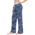 thumbnail image 2 of Pantalón de pijama para mujer azul claro con estampado de tiburones ballena estrellados, 2 of 6