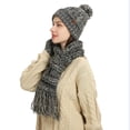 thumbnail image 3 of SERTG Women's 3 PC Set Thick Hat Winter Knitted Warm Comfortable Gloves,Fashion Hat,Soft Scarf Outdoor Hat Set(Black,Free Size), 3 of 3