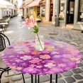 thumbnail image 3 of Watercolor Flower Floral Elastic Fitted Round Table Cover Branch Leaves Colorful Waterproof Outdoor Tablecloth for Holiday Party, Picnic, Patio & Dining Fits Tables Up to 55"-60", 3 of 8