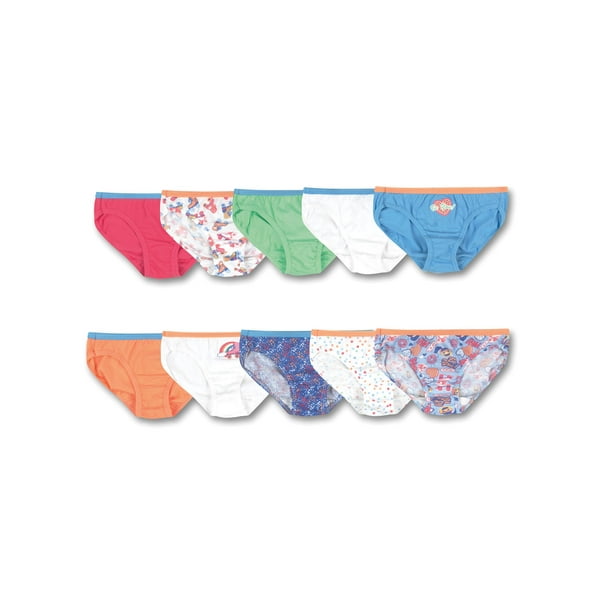 Hanes Hanes Girls' Tagless Underwear, 10 Pack Cotton Bikini Panties