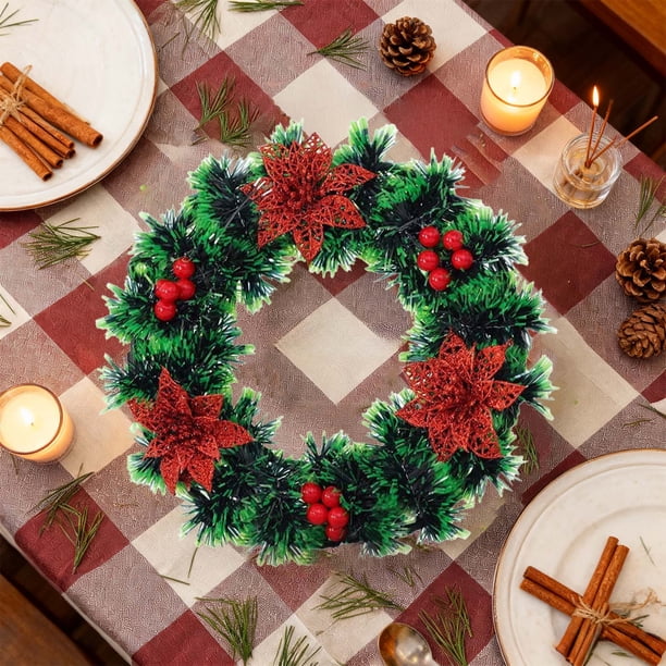 Couronne de Noël à suspendre à la porte, ornement artificiel de vigne à