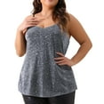 thumbnail image 2 of DARING DIVA Women's Plus Sequin Glitter Cami Sleeveless Party Tank Top 1X Silver, 2 of 6