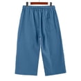 thumbnail image 2 of Dwellite Women's Capri Pants High Waisted Drawstring Palazzo Cropped Pants Summer Casual Trousers with Pockets Blue M, 2 of 3