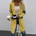 thumbnail image 4 of ZQUUVOU Women's Long Sweater Coat Cardigan Winter Striped Casual Long Sleeve Pocket Cardigan Blouse Tops Yellow, 4 of 8