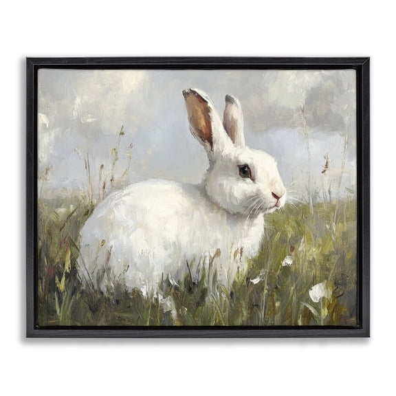 Stupell Industries Wild Bunny Portrait Black Framed Floater Canvas Wall Art design by Petal Prints Design, 17 x 21