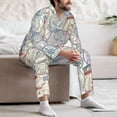 thumbnail image 5 of Mens Pajamas Set, Postmark Pattern travel Button Down Long Sleeve Loungewear Sleepwear Pjs sets for Men, 5 of 5