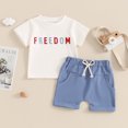 thumbnail image 2 of Okbabeha Kids Boys 4th of july Shorts Set,Short Sleeve Stars Stripes Print Shirt+Elastic Waist Shorts fourth of July Outfit, 2 of 7