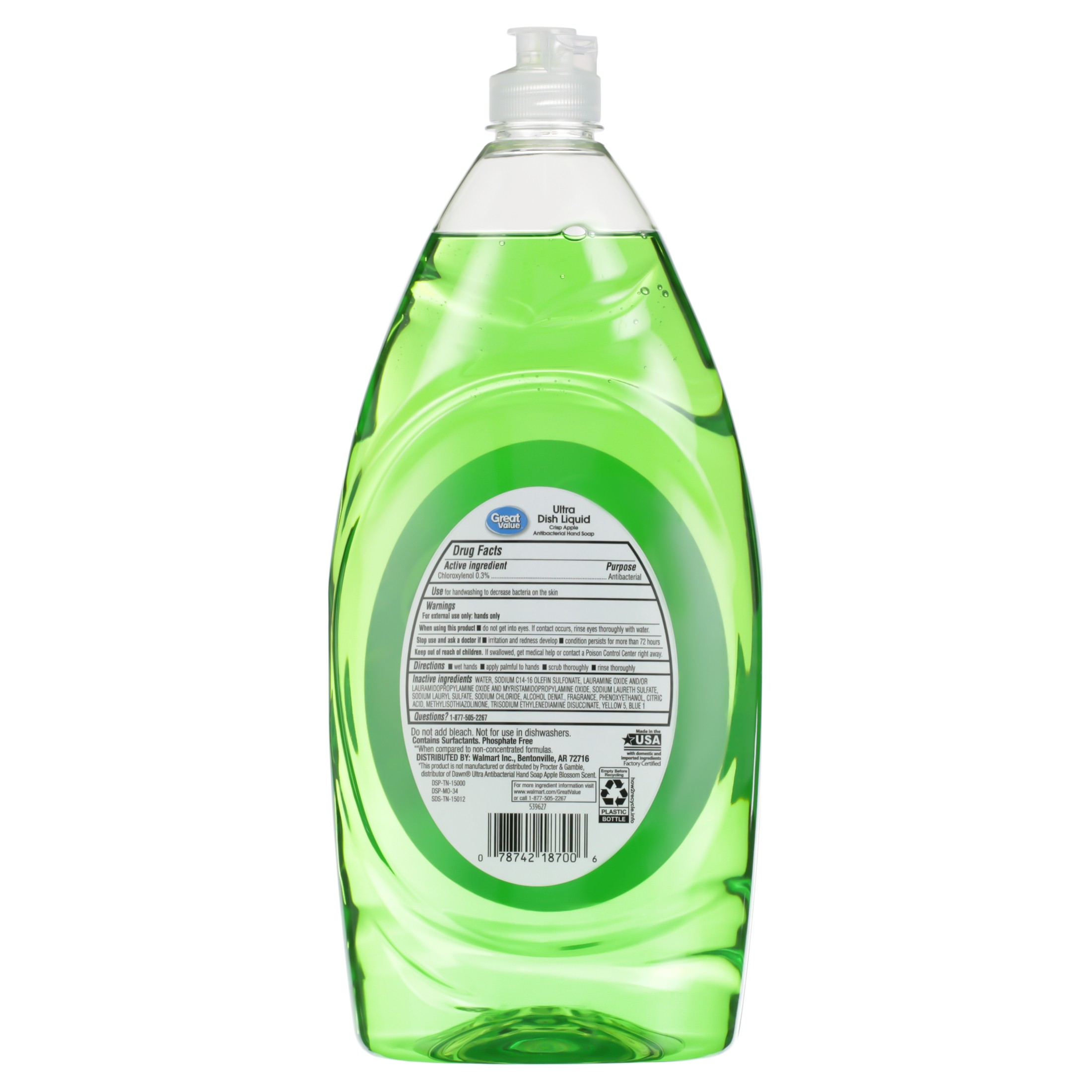 Great Value Liquid Dish Soap, Fruity Scent, 40 Fluid Ounce - image 5 of 7