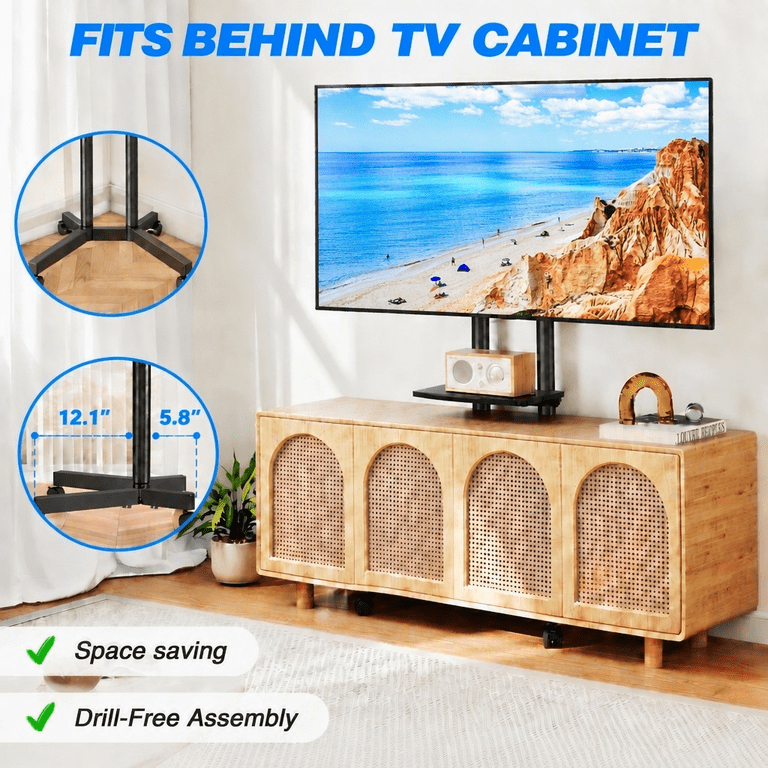RTVR Rolling TV Stand Cart with Wheels and Mount, 75-Inch photo 6