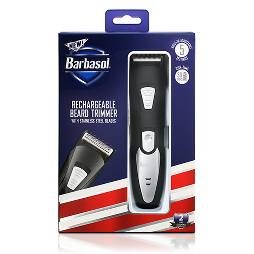 Barbasol Mens Rechargeable Beard Trimmer W/Stainless Steel Blades