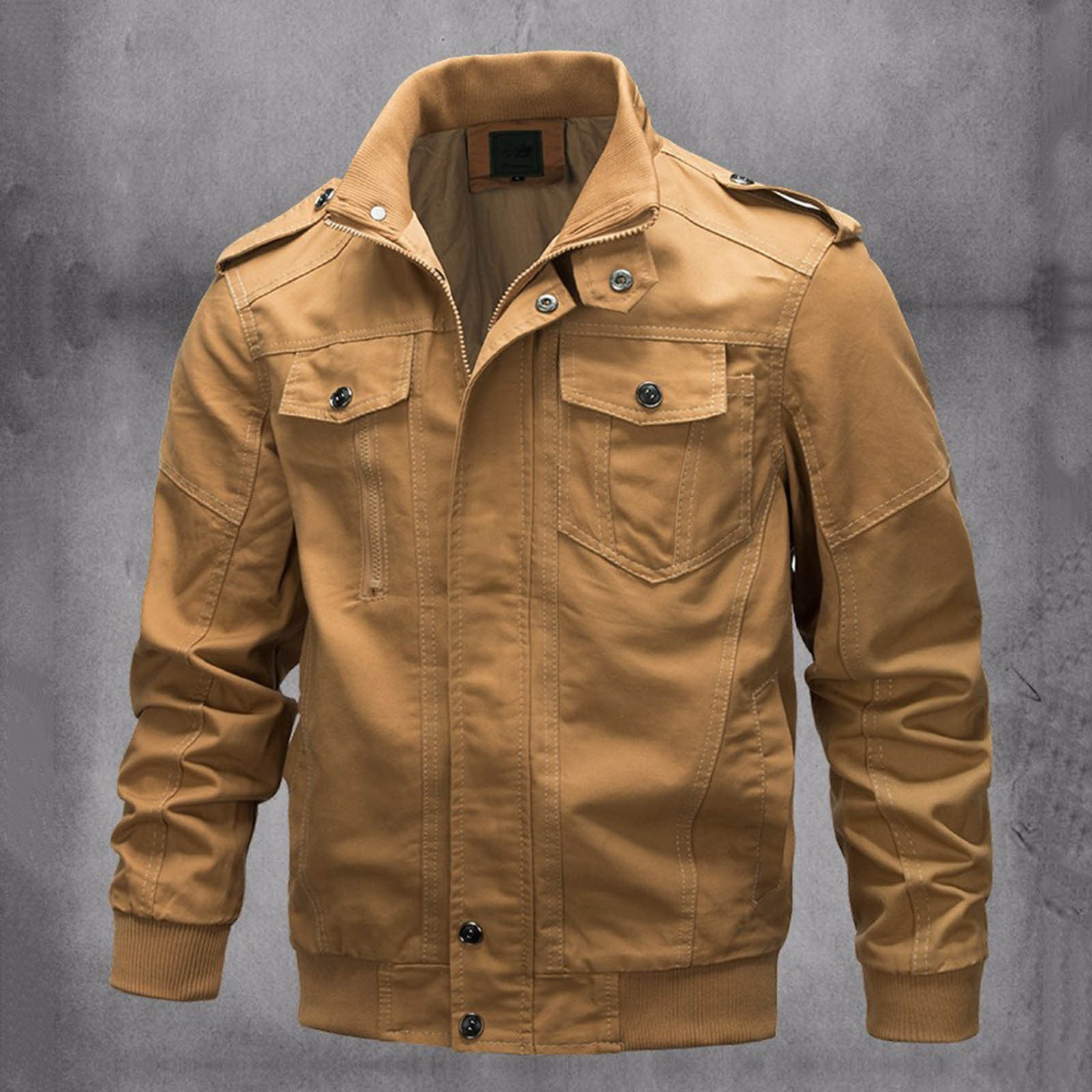 Dtydtpe bomber jacket men Men's Autumn Winter Military Clothing Zipper  Pocket Loose Breathable Coat jackets for men