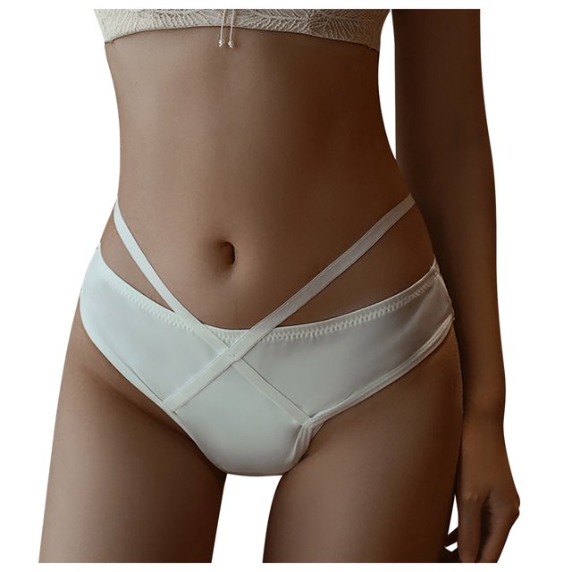 Gibobby Ropa interior sexy para mujer Tangas sin costuras para mujer Ropa interior Dama Cintura Tanga Tangas Color sólido(Blanco,M)