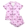 thumbnail image 5 of JIAYUE Women's Pajamas Set Halloween Themed Short Sleeve Notched Collar Buttons Down PJS Tees With Shorts Two Piece Festive Print Lightweight For Holiday Party Homewear Night, 5 of 7
