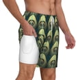 thumbnail image 3 of Picia Peacock Gold Feather pattern Mens Swim Trunks with Compression Liner Stretch Beach Shorts Quick Dry with Zipper Pockets No-Chafing Board Shorts-Large, 3 of 9