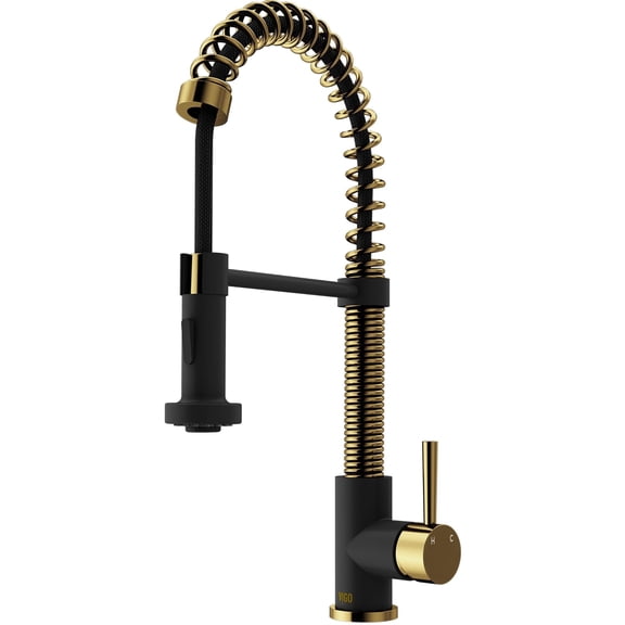 VIGO Edison Single Handle Pull-Down Sprayer Kitchen Faucet in Matte Brushed Gold and Matte Black