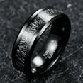 thumbnail image 3 of 8mm Men's Black Tungsten Carbide Wedding Band Rings with Imitated Meteorite Inlay Beveled Edge Comfort Fit Size 7-12, 3 of 5
