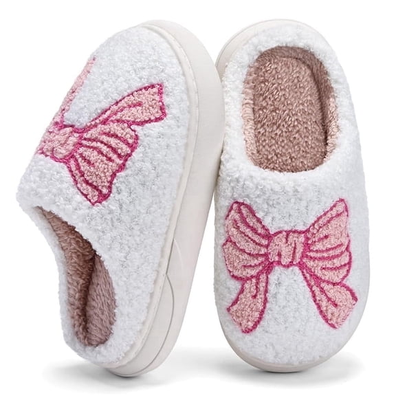 Kid Cotton Slipper for Toddler Boys Girls, Soft Plush Cute Fuzzy Winter Slide House Slippers, Warm Non‑Slip Thick Sole Footwear for Little Kid & Big Kid