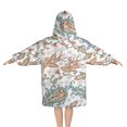 thumbnail image 2 of White Pioneer Flower and Paisley Pattern Blanket Hoodies for Kids 6-13YR Oversize Wearable Blanket Hoodies for Boys Girls Teens, 2 of 7